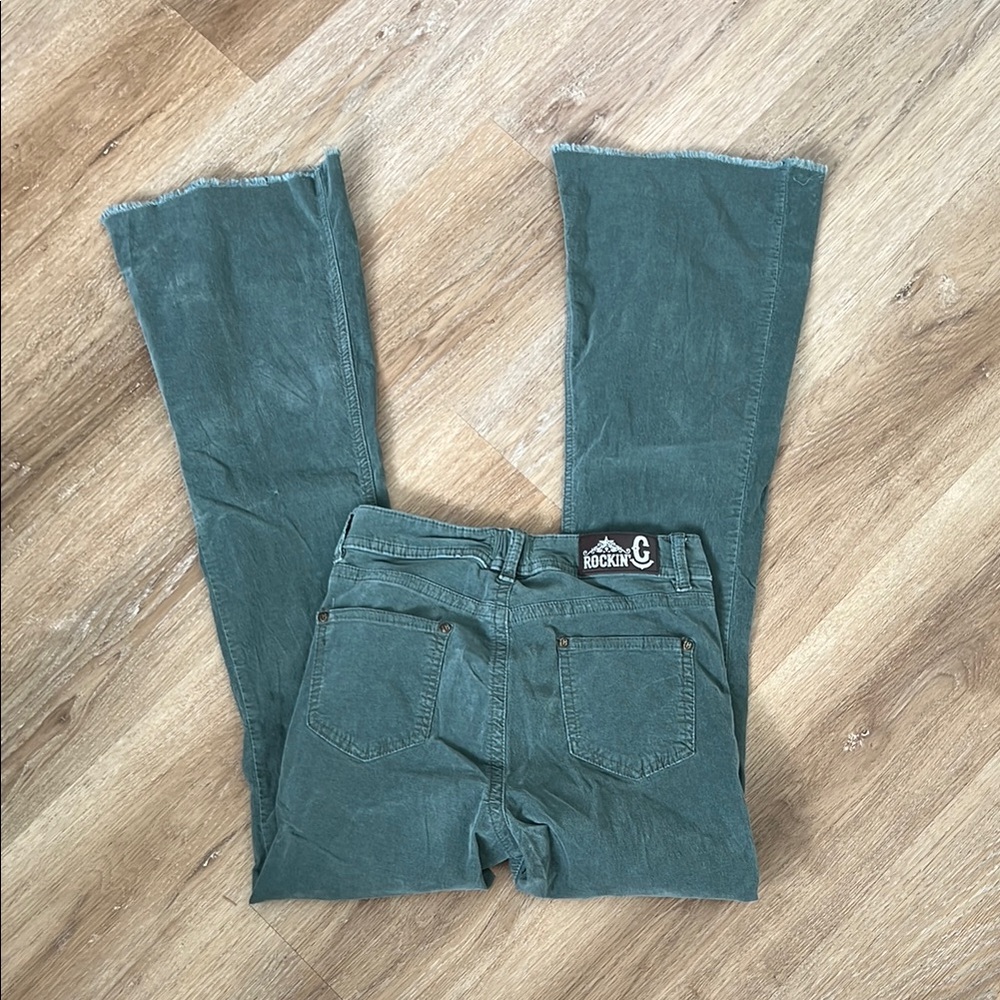 Rock & Roll Cowgirl Green Flare Jeans